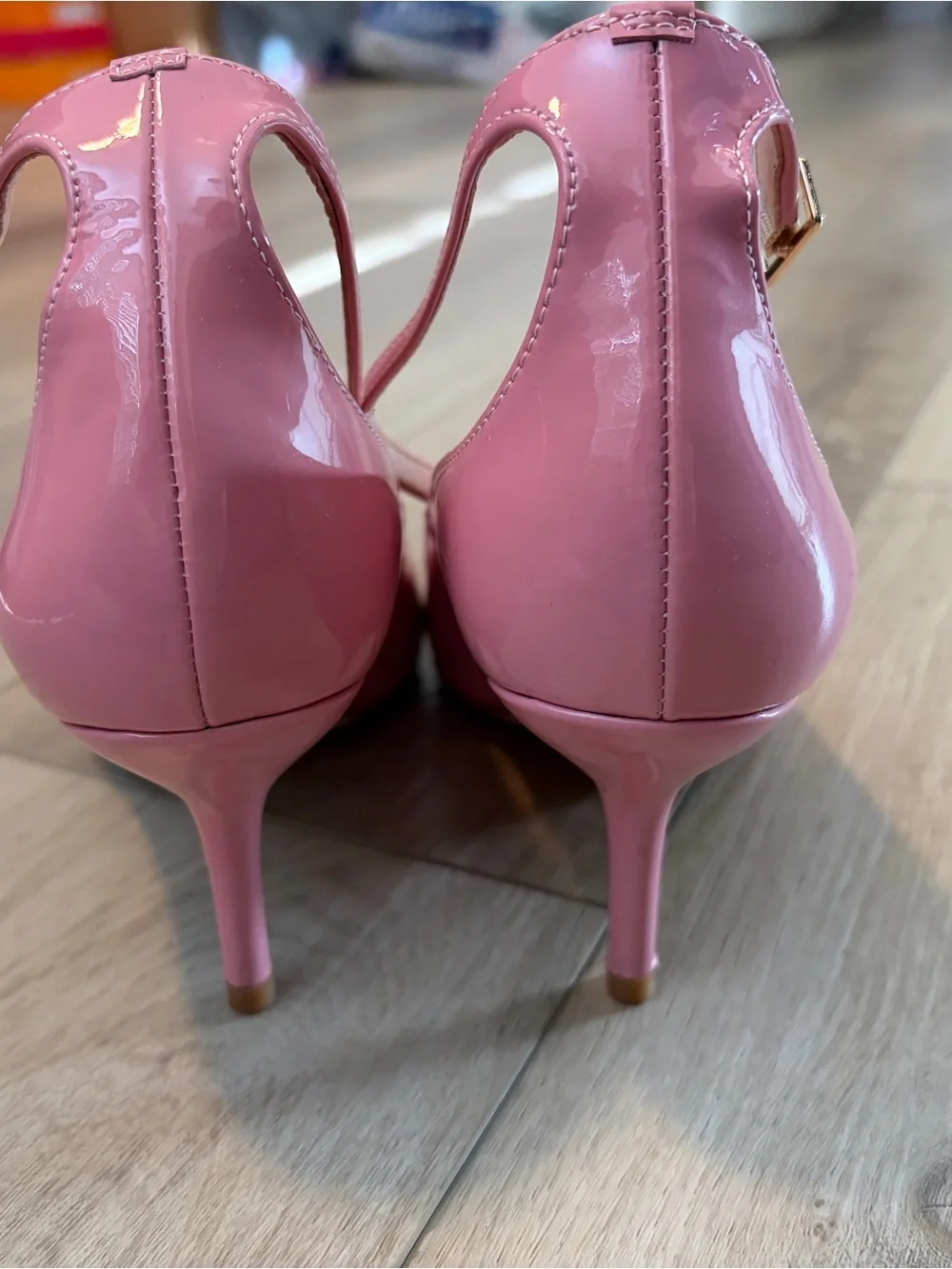 kate spade Pink Patent Pointed-Toe Pumps with Ankle Strap size 6.5